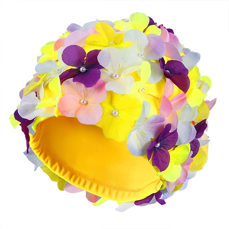 WINOMO Swim Cap Floral Petal Stylish Swimming Hat Bathing Caps for Women (Colorful) - Image 1